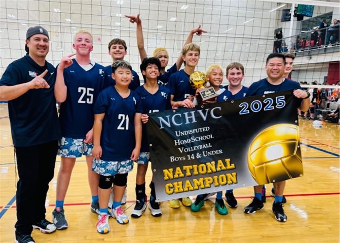 Boys 14U — 2025 national champions with their banner