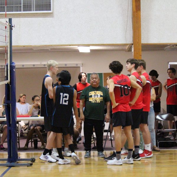Volunteer 1 Volleyball Referee Talking To Teams Before Match